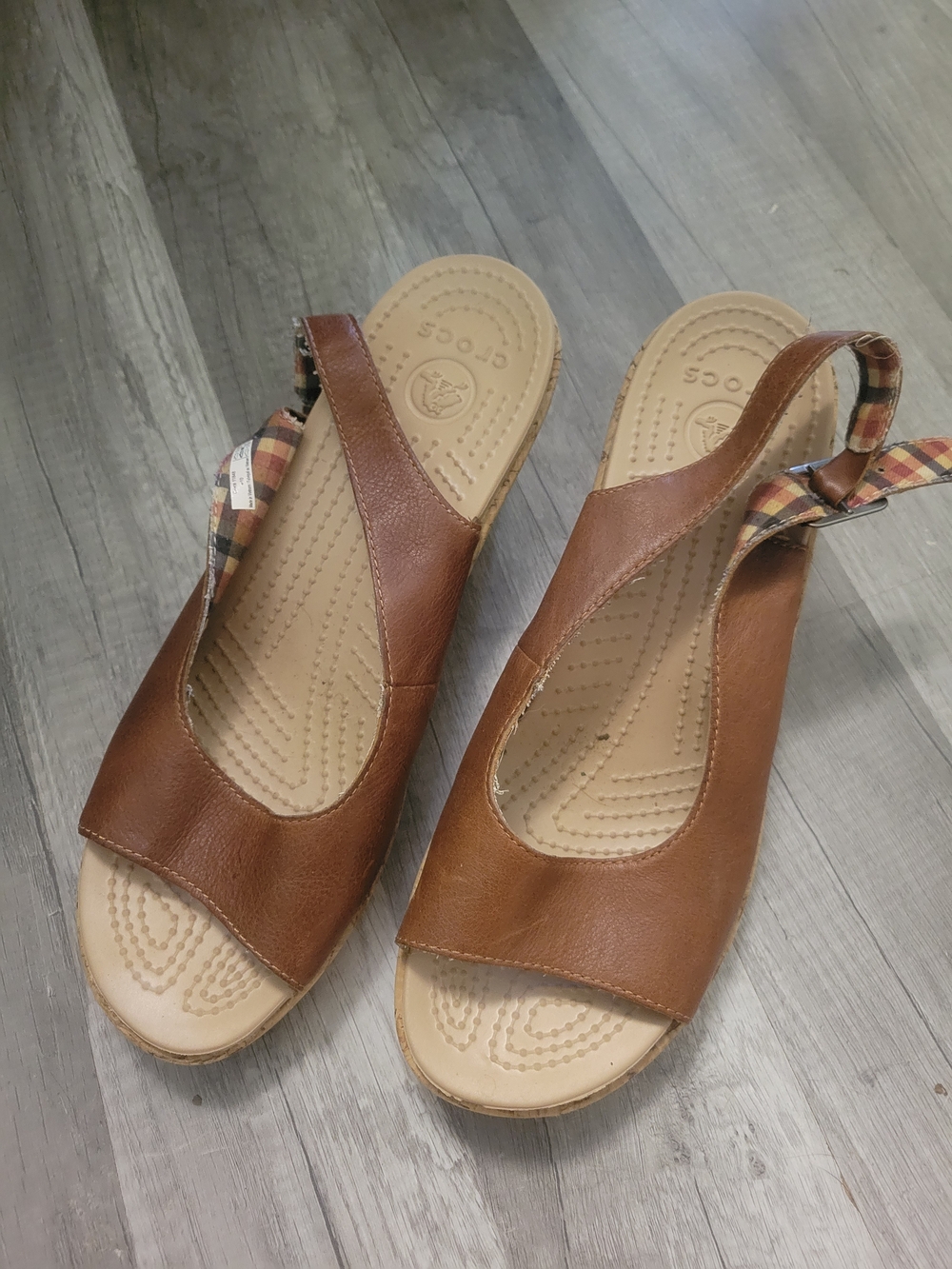 Crocs Comfort Leather Slingback Sandals - Brown